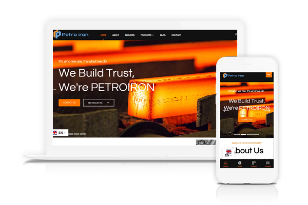 نمونه کار طراحی سایت کاراکال وب وب سایت بازرگانی پترو آیرون ساخت شرکت کاراکال وب