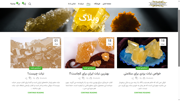 وب سایت فروشگاهی تولیدی نبات طعم دار باغ نبات ساخت شرکت کاراکال وب