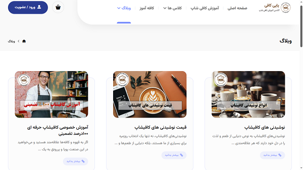 وب سایت آکادمی آموزش پاپی کافی ساخت شرکت کاراکال وب شرکت طراحی سایت در یزد